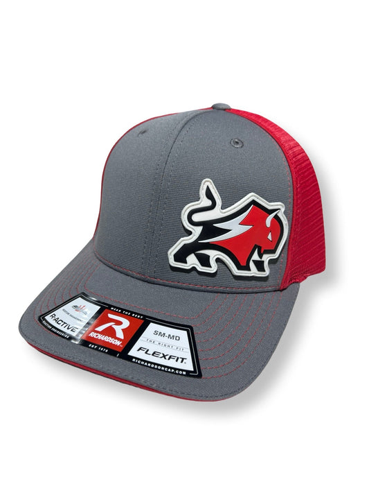 Buffalo Boards Hat - FLEX FIT - LIMITED CLOSEOUT HAT Buffalo Boards Buffalo PVC patch - SM/MD - Grey/Red Mesh 