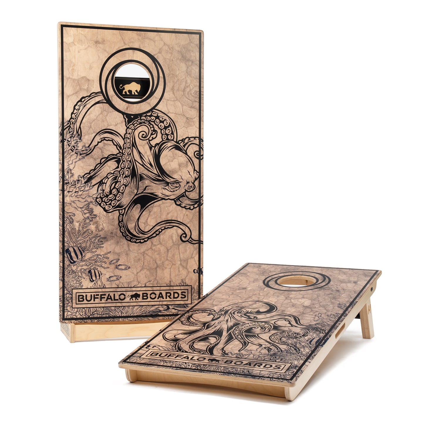 Buffalo - Grey Octopus - Professional Regulation Cornhole Boards BOARD Buffalo Boards