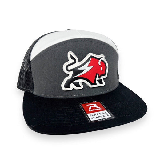 Buffalo Black 168 7 Panel Trucker Hat HAT Buffalo Boards Black Bill / PVC Buffalo / white top