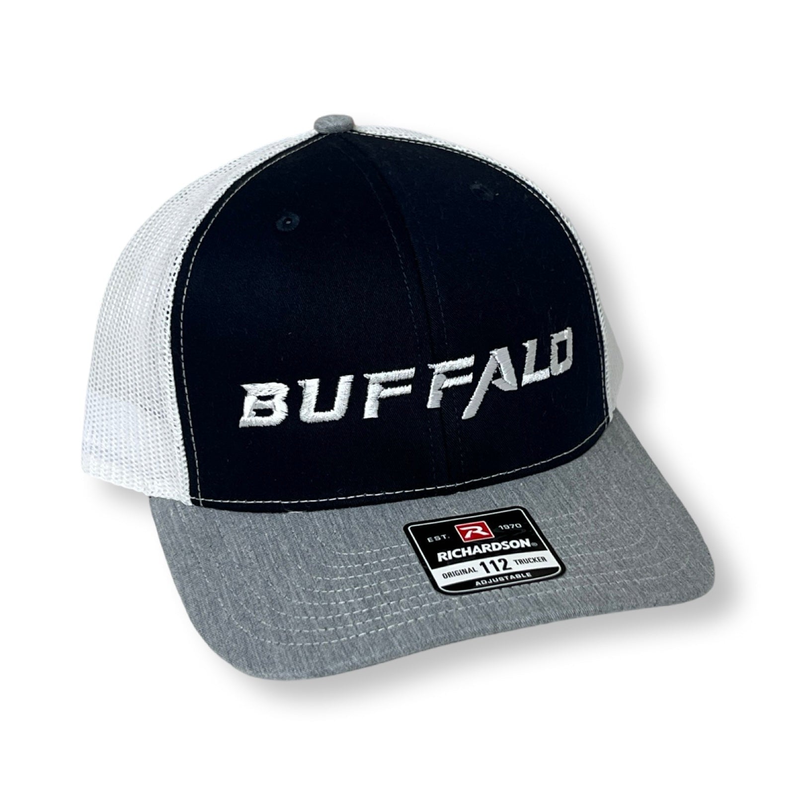 Buffalo Boards Hat - 112 Original Trucker Snap Back HAT Buffalo Boards Navy / Grey Bill/White Mesh 