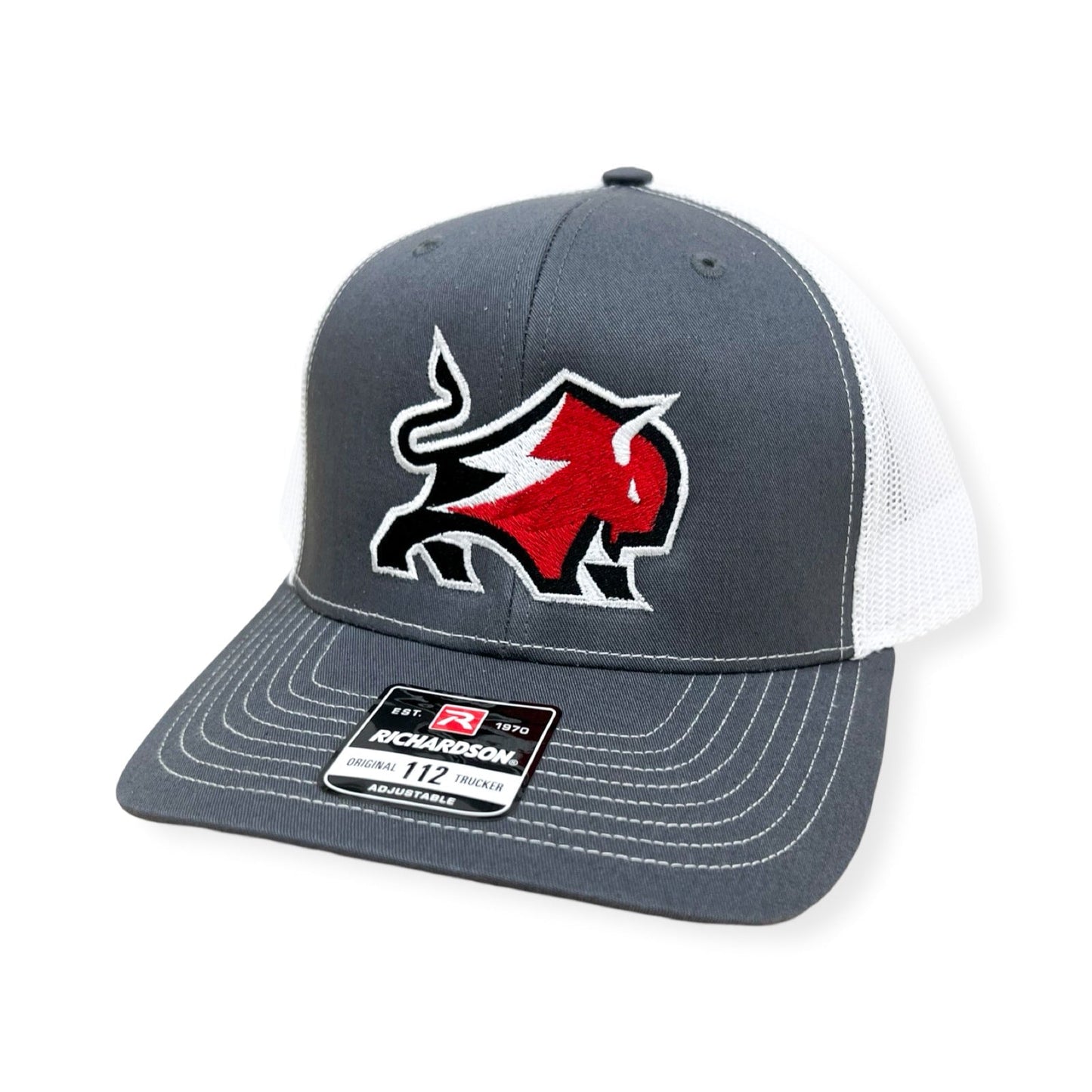 Buffalo Boards Hat - 112 Original Trucker Snap Back - Red Buffalo HAT Buffalo Boards Grey / White Mesh 