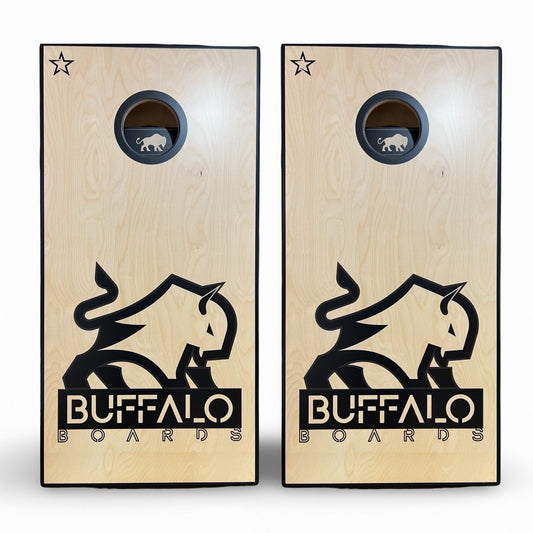 Buffalo - Natural Basic Black Logo - Pro Regulation Cornhole Boards BOARD Buffalo Boards 