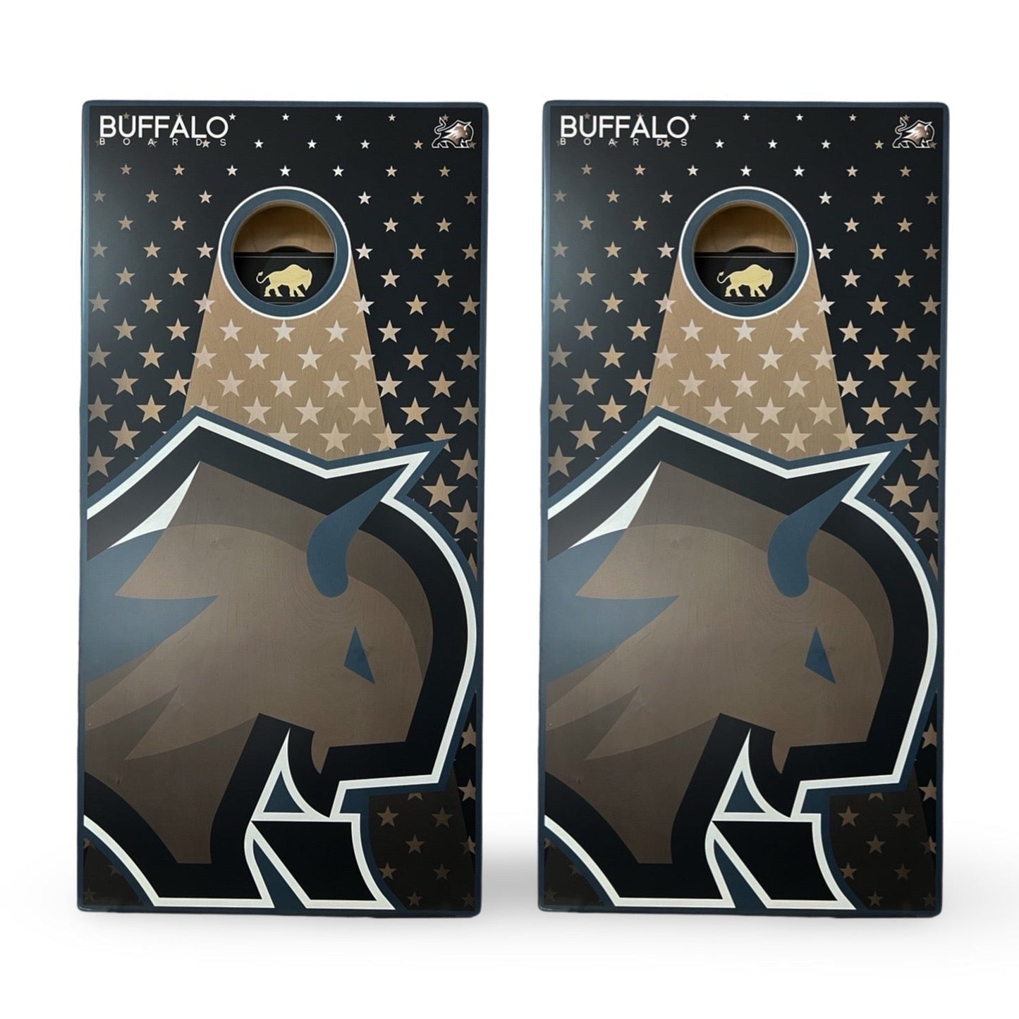 Buffalo - Natural Black and Navy Buffalo Stars - Pro Regulation Cornhole Boards BOARD Buffalo Boards 