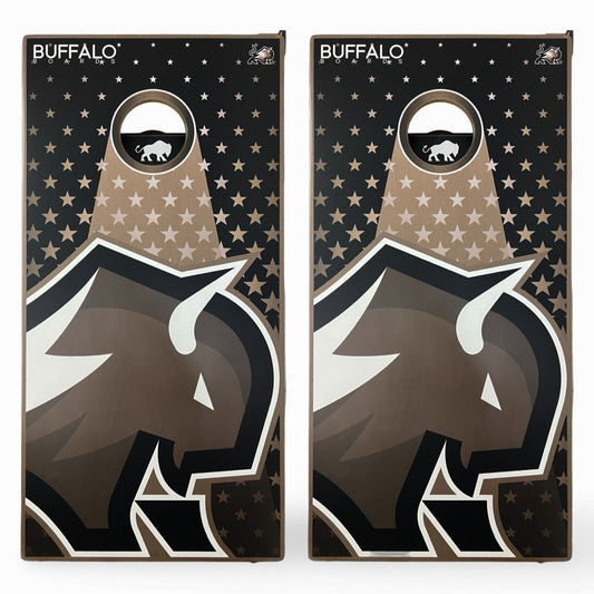 Buffalo - Natural Black and White Buffalo Stars - Pro Regulation Cornhole Boards BOARD Buffalo Boards 