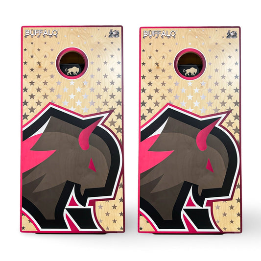 Buffalo - Natural Pink Buffalo Stars - Pro Regulation Cornhole Boards BOARD Buffalo Boards 