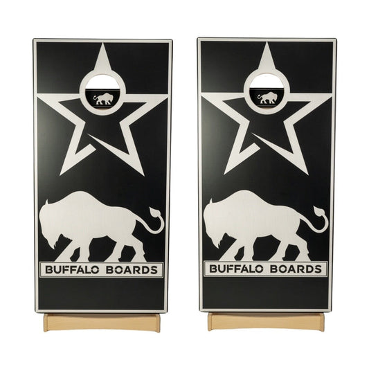 Buffalo - White Classic Star Professional Cornhole Boards BOARD Buffalo Boards Black Board -White Buffalo 