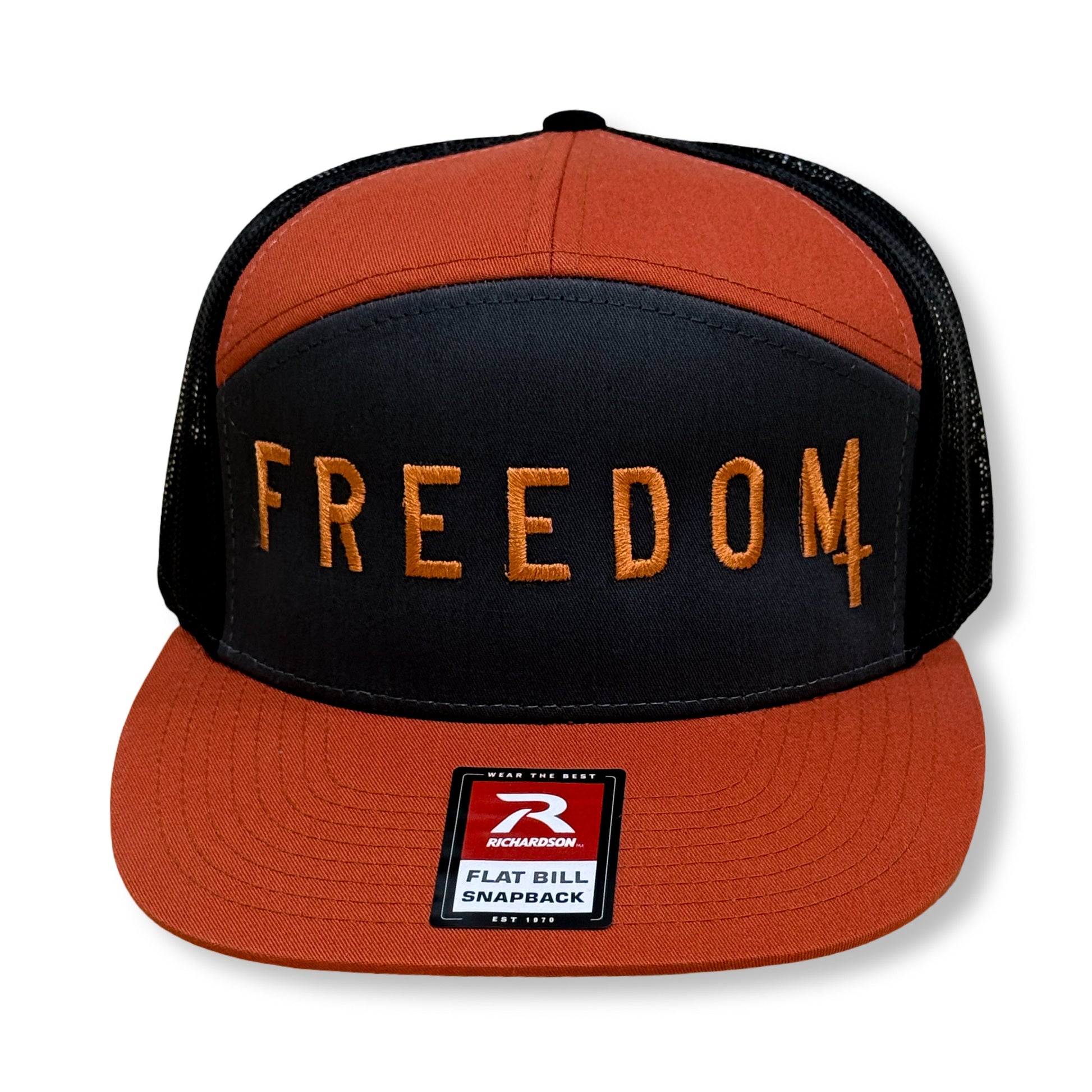 CK FREEDOM - 7 Panel Flatbill snapback HAT Buffalo Boards BURNT ORANGE 