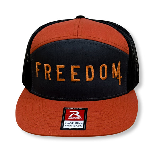 CK FREEDOM - 7 Panel Flatbill snapback HAT Buffalo Boards BURNT ORANGE 