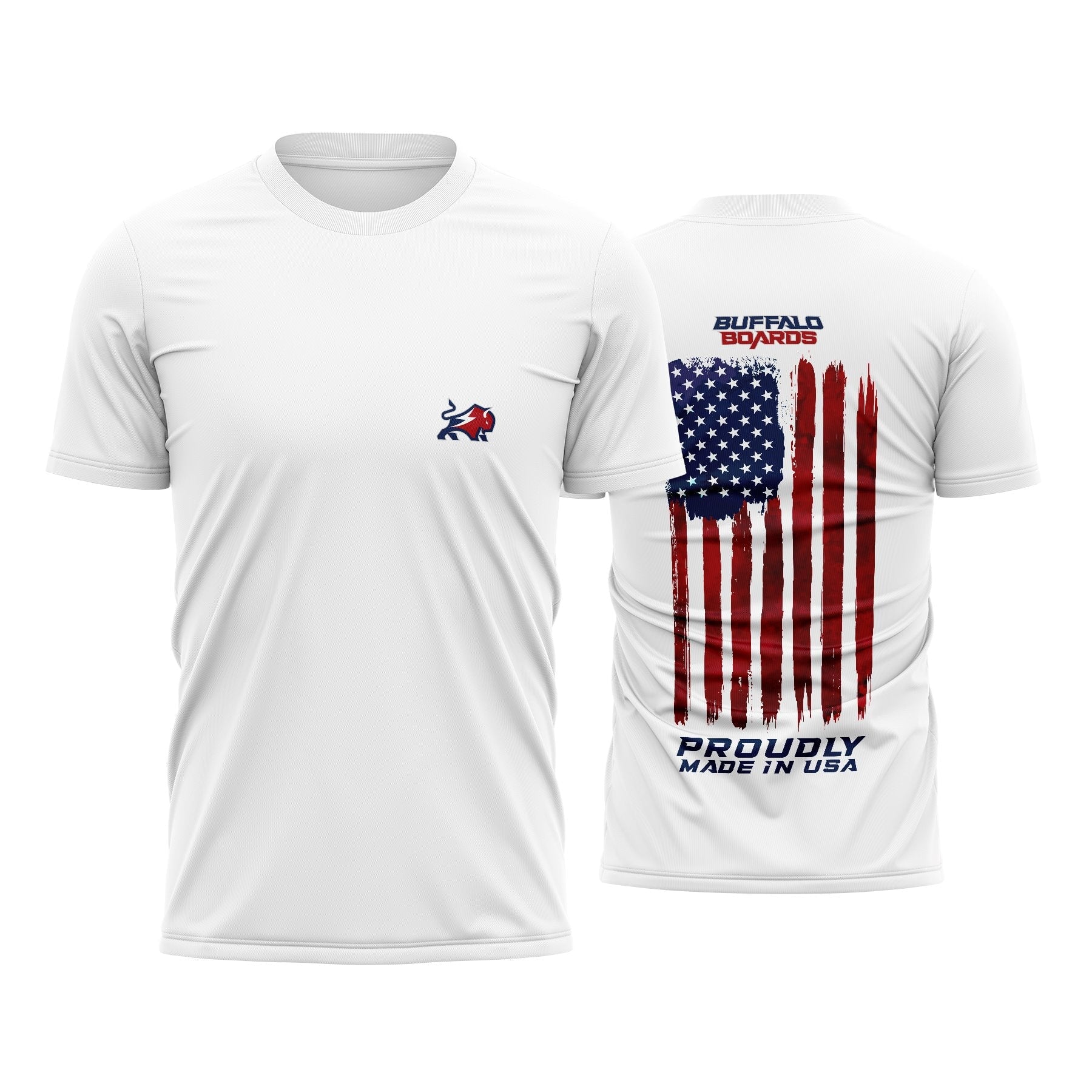 White USA Flag Design Dry-Fit Jersey JERSEY Buffalo Boards White Small 