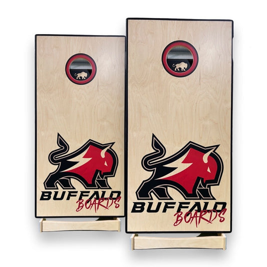 Buffalo Professional League Cornhole Boards BOARD Buffalo Boards Red and Black Buffalo and Natural 